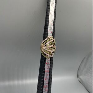 Seta 925 Sterling Silver Green Pink CZ Fan Cocktail Statement Ring Size 8.5